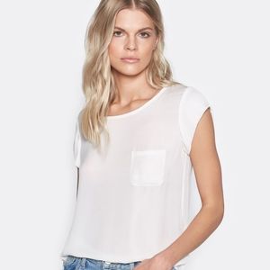 Joie Rancher 100% Silk Cap Sleeve Top with pocket in White/Porcelain Size XXS